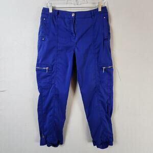 Chico’s Cargo Capri Pants Women Size 4 Blue Cotton Blend